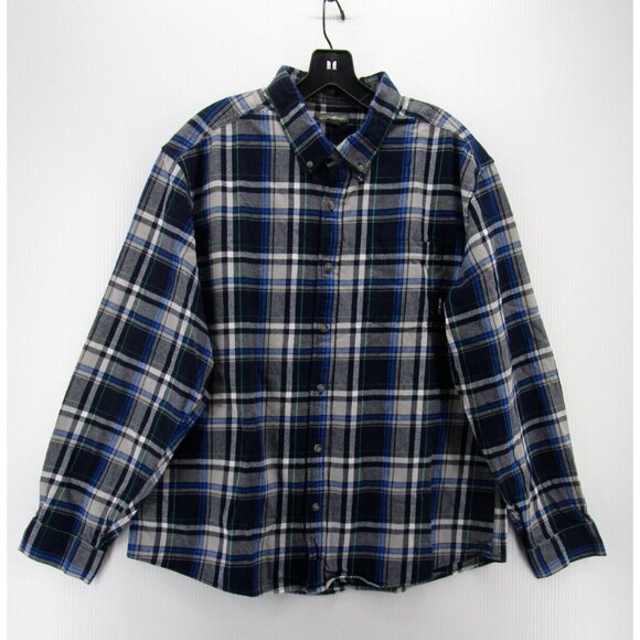 Eddie Bauer Shirt XL White Flannel Classic Fit Plaid Button Up Preppy - Picture 1 of 11